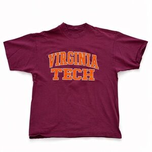 Vintage Virginia Tech Collegiate Tee — Hokies — Maroon/Orange — L